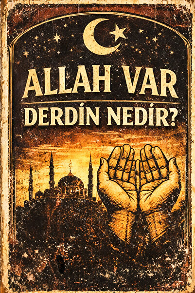 Hayal Poster Allah Var Derdin Nedir Retro Ahşap Poster 20x30