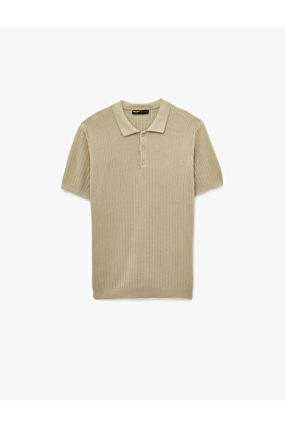 Koton Regular Fit Textured Cotton Buttoned Polo Collar Short Sleeve Knitwear ...