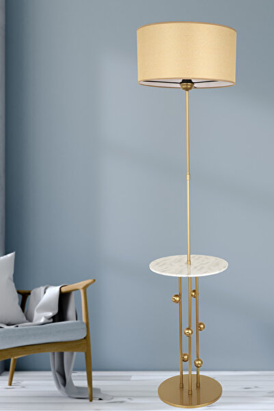 Begüsa Marselo Sehpa Lambader Eskitme Mermer Ahşap