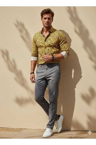 Louis Fabel Floral Patterned Long Sleeve Men's Shirt