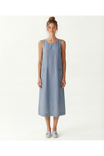 Yargıcı Bol Bisiklet Yaka Kolsuz Kol Elbise