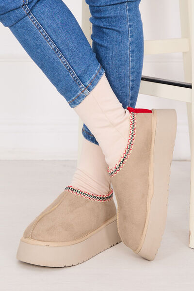 EBRUTESETTÜR Thick Sole Fur Mini Boots Beige