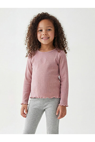 LC Waikiki Crew Neck Glittered Girls' Ribbed T-Shirt 2-Pack