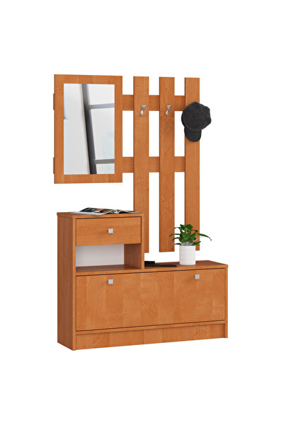 SERSIMO Hallway furniture set with shoe rack, mirror, drawer and metal hanger...