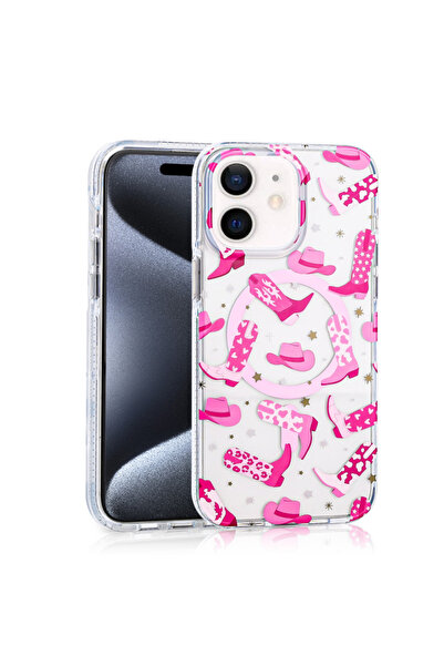 Paladyum Case iPhone 12 and 12 Pro Compatible Premium Tpu Cowgirl Boot Patter...