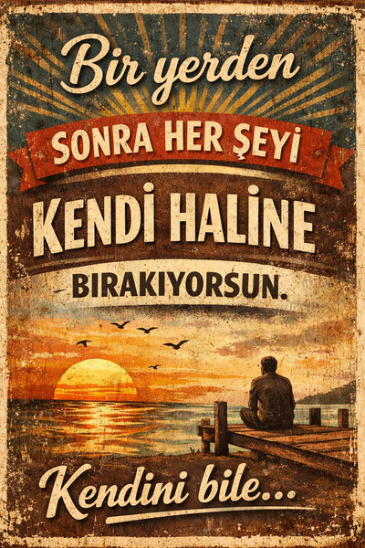 Hayal Poster Bir Yerden Sonra Retro Ahşap Poster 20x33