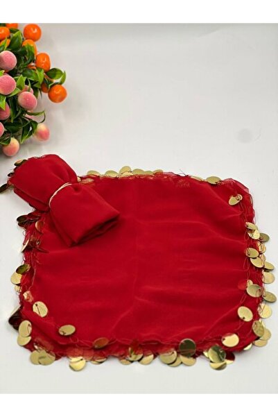 ecrin tuhafiye hobi Kırmızı Renk Gelin Damat Halay Mendili, 1 Adet, Düğün Kın...