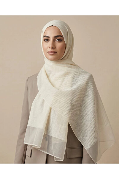 Arwella TÜL DETAYLI SİMLİ ŞAL-Krem