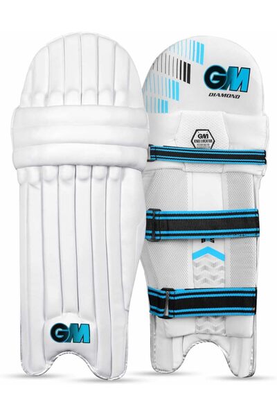 GM Leather Batting Legguard Diamond RH Youth White Cricket Protection Guard f...
