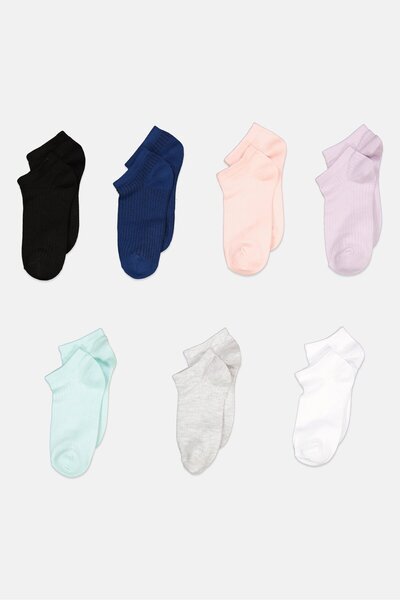 Don't Call Me Jennyfer Women 7 Pairs Plain Crew Socks, Grey/White Combo