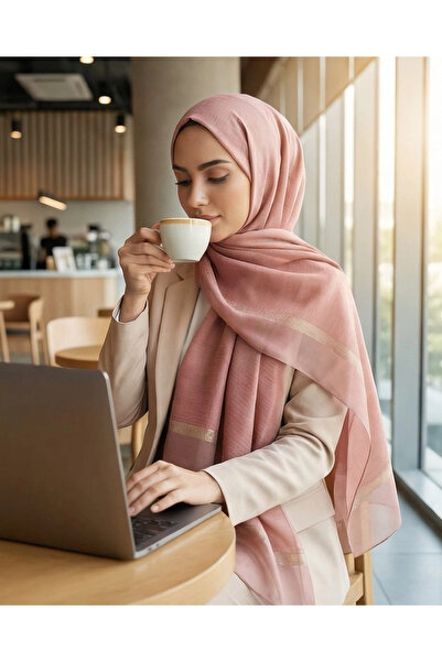 Arwella TÜL DETAYLI SİMLİ ŞAL-Pembe