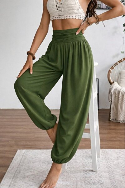 modaserdem Women's High Waist Aerobin Pants with Dense Drawstring Detail