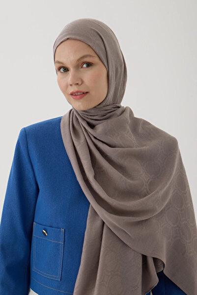 Astra Plus Women's Hijab Clothing Seasonal Mink Color Jacquard Shawl with Cha...