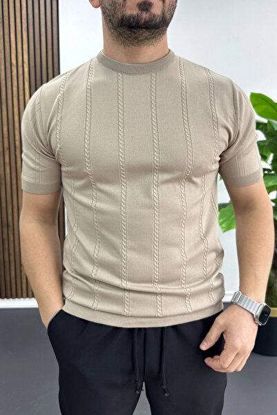 Edwox Tricou cu imprimeu pentru bărbați, cu gât crew, Mink Edw454