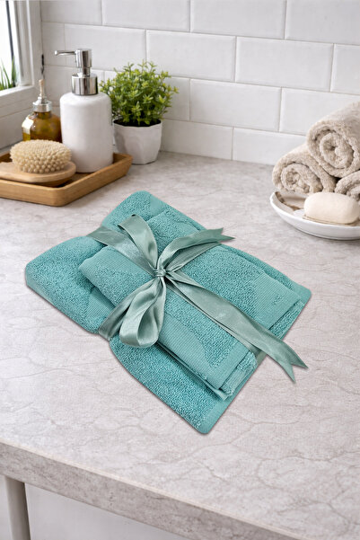 COT DRY طقم مناشف من قطعتين مع شريط |   60×100 + 40×60 |   منقوش