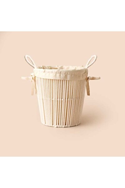 Simple Living Boho Style Çok Amaçlı Astarlı Hasır Sepet - Ekru - 9 lt