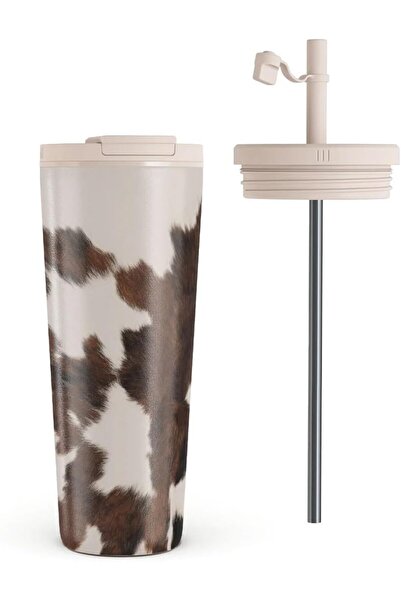 BURGA 700ml Travel Mug with Flap & Straw Lid Combo – BPA-Free Stainless Steel...