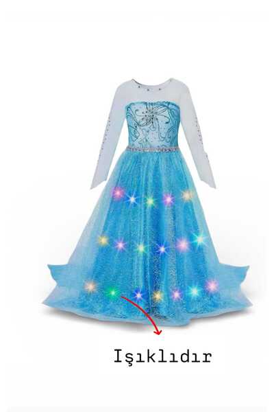 3b kids elsa ışıklı elbise kostüm doğum günü parti düğün davet tatil yazlık e...