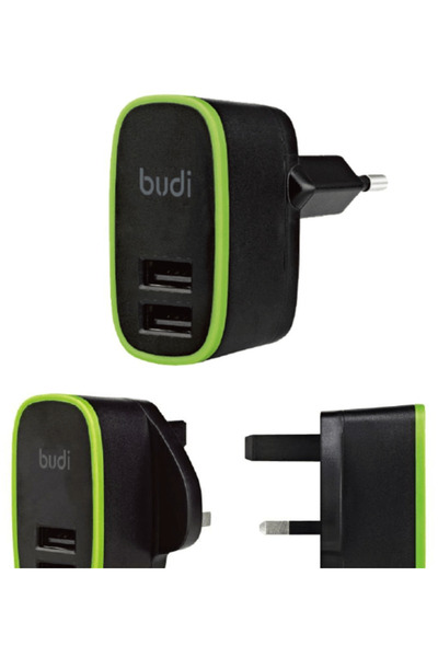Budi شاحن منزلي AC 056 UNCB بقوة 12 واط (5 فولت 2.4 أمبير) بمنفذين
