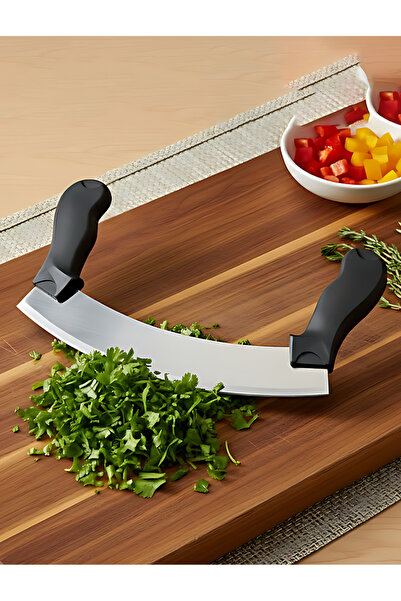 Bisbell Stainless Steel Cutting Knife,Molokhia & Herb Cutter 24cm Kitchen Cho...