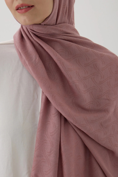 Sereia Women's Islamic Clothing Seasonal Dusty Rose Color Jacquard Shawl with...