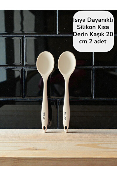 Seraph Sert Uçlu Isıya Dayanıklı Silikon Kısa Derin Kaşık 20 Cm / 2 ADET