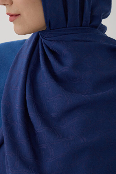 Sereia Women's Islamic Clothing Seasonal Navy Blue Color Jacquard Shawl with ...