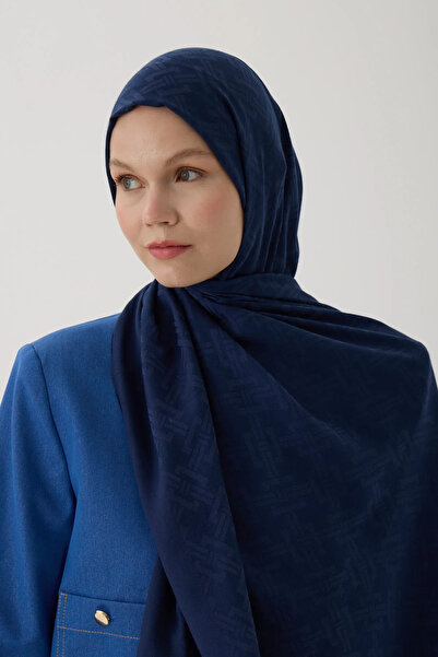 Zeta Group Women's Islamic Clothing Seasonal Dark Navy Blue Color Jacquard Sh...