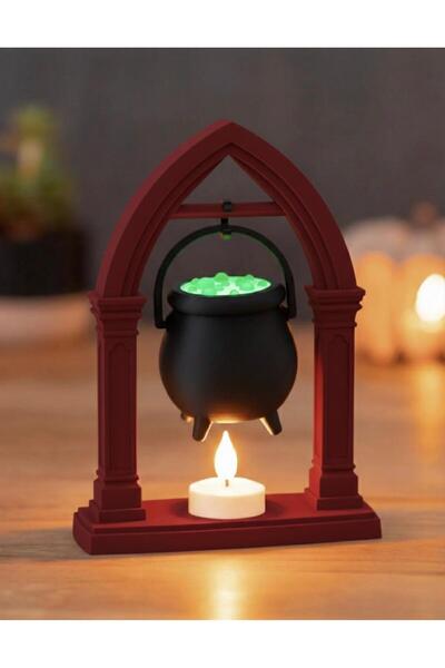 California ST Cadı Kazanı Mumluk – LED Mum Hediyeli – Dekoratif Gotik Şömine ...