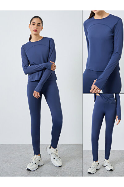 Styli Back Split Hem Detail Top and Leggings Set