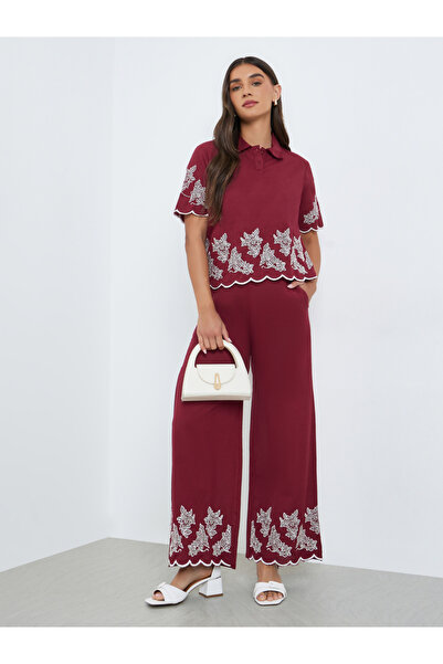 Styli طقم نسائي مطرّز مكون من بلوزة وبنطال