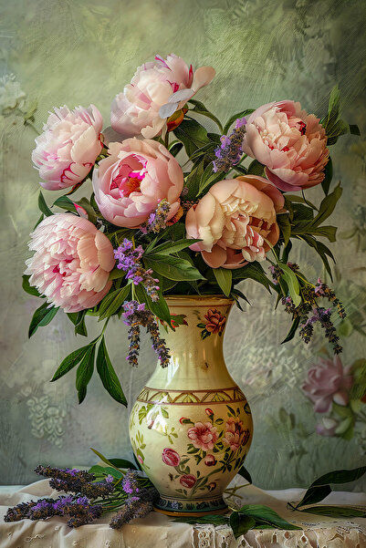 Aden DİJİTAL DEKORATİF VAZODA ÇİÇEKLER KANVAS TABLO