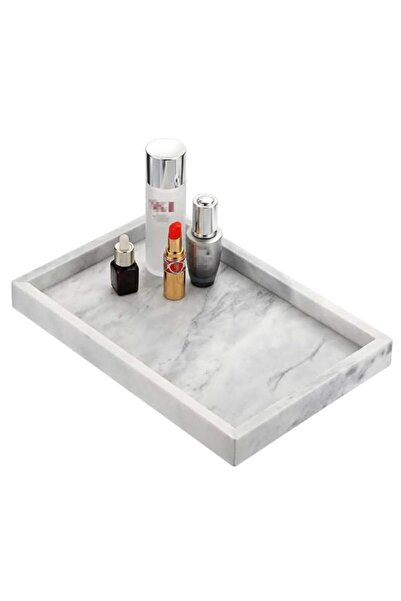 Generic White Marble Decorative Serving Tray Organizer, 30x20x3cm