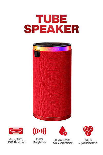 SEYUTECH Bluetooth Hoparlör RGB Işıklı Tft Aux Usb Girişli Ses Bombası Taşına...