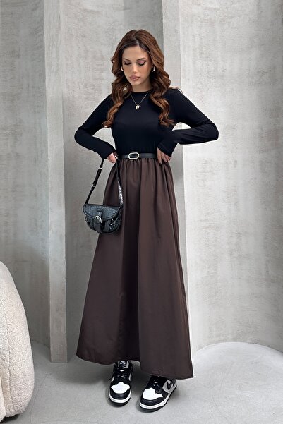 Rabi Shine Women's Maxi Length Skirt, Woven Poplin Top, Modal Soft Stretchy F...