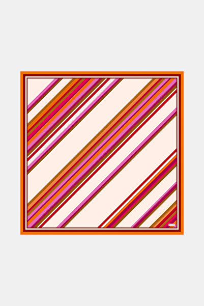 Vakko SOMON ÇİZGİLİ DESENLİ TWİLL EŞARP