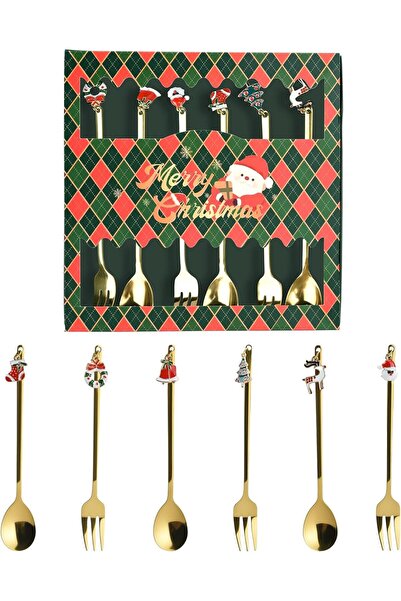 NO BRAND Set of 6 Stainless Steel Christmas Spoons