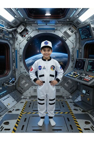 Liyavera Kız ve Erkek Çocuk Astronot Kostümü - Uzay Elbisesi Astronot Çocuk K...