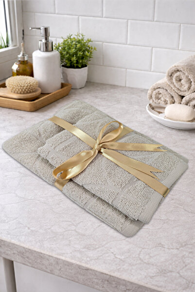 COT DRY طقم مناشف من قطعتين مع شريط |   60×100 + 40×60 |   منقوش