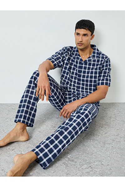 Styli Relaxed Checked Short sleeve Shirt and Pyjama Set