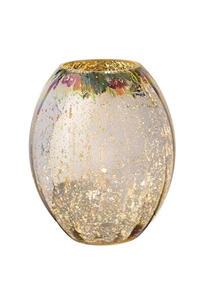 OEM Vaza Decorativa Ovala din Sticla Holografica cu Detalii Aurii Ø25x29cm