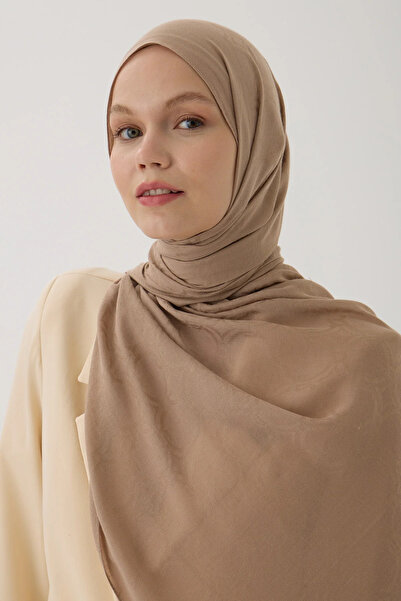 Astra Plus Women's Islamic Clothing Seasonal Dark Beige Color Jacquard Shawl ...