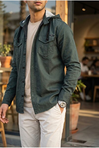 bombe Men's Hooded Denim Shirt