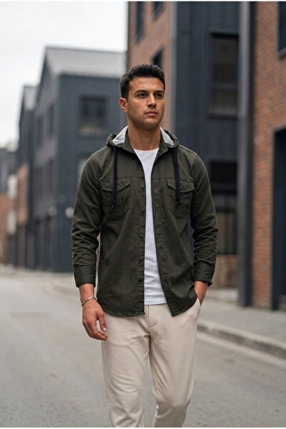 bombe Men's Hooded Denim Shirt