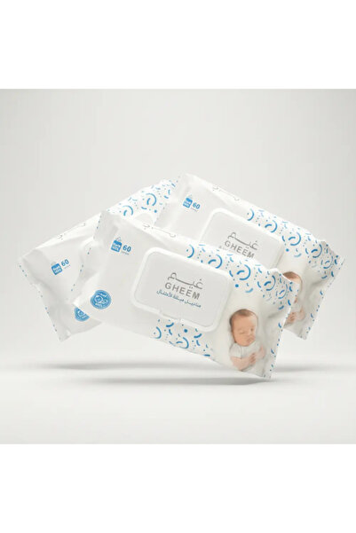 Gheem Ghem Baby Wet Wipes, Unscented, 3 x 60 = 180 Wipes