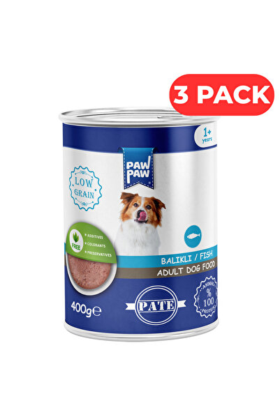 PawPaw Set 3 x Hrana umeda pentru caini adulti, cu pate de peste, 400g, prote...
