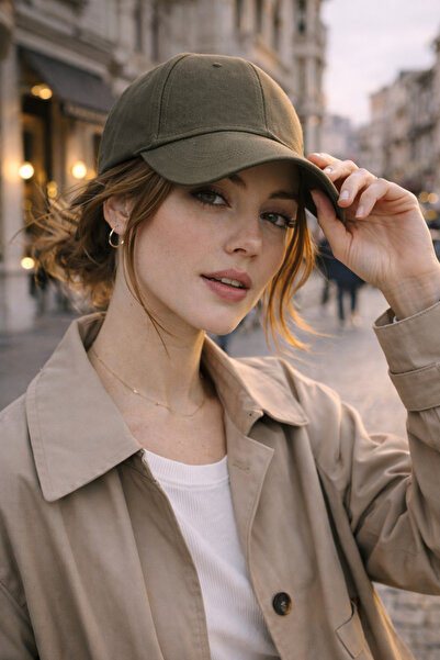 ZERAMİNE قبعة بيسبول مسطحة باللون الكاكي مع شريط فيلكرو قابل للتعديل من الخلف...