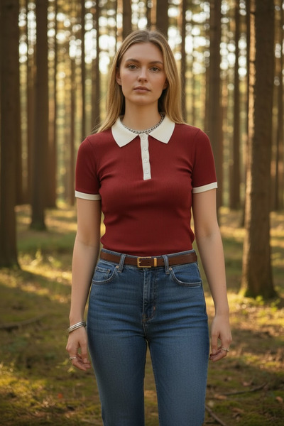 KapadokyaButik Polo Collar Bluz