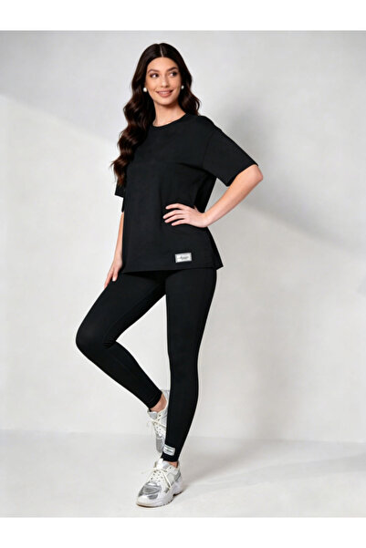 Take Two By Styli Black Round Neck Short Sleeve Top and Joggers Co-Ords
