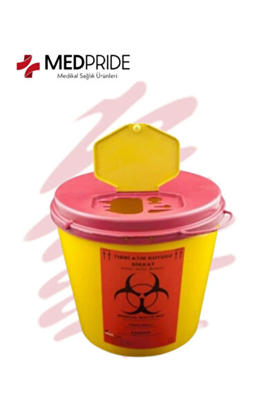 MedPride Tıbbi Atık Kutusu - Kovası Plastik 10 Adet Kilitli Kapak 10 Litre 40 Adet